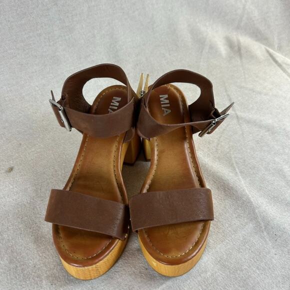 Mia Womens Platform Sandals Size 7.5M Chunky Sabrinda Faux Leather Straps Clogs - Picture 3 of 11